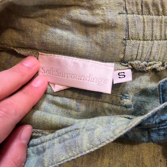 Soft Surroundings Linen Pants Contrast Piping size small - Picture 3 of 9